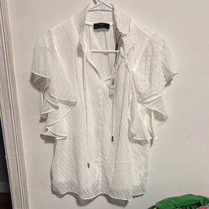 White Ruffled Women's Top